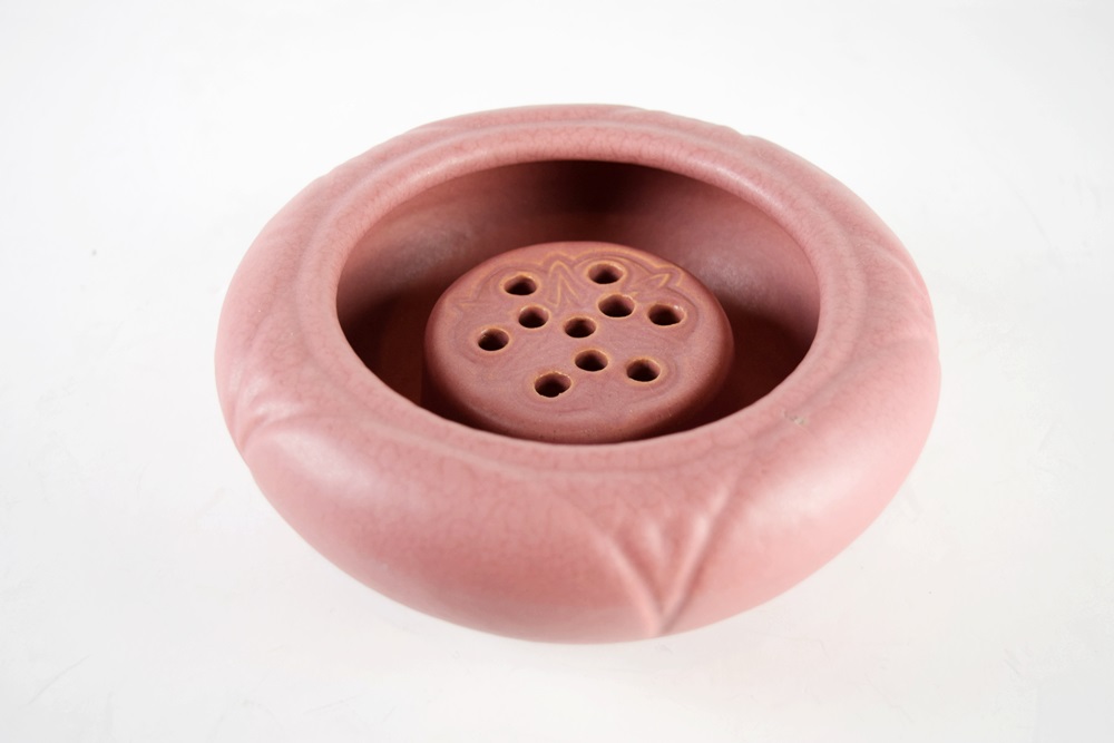 A Shallow Rookwood Bowl and Matching Flower Frog, 1915 and 1917