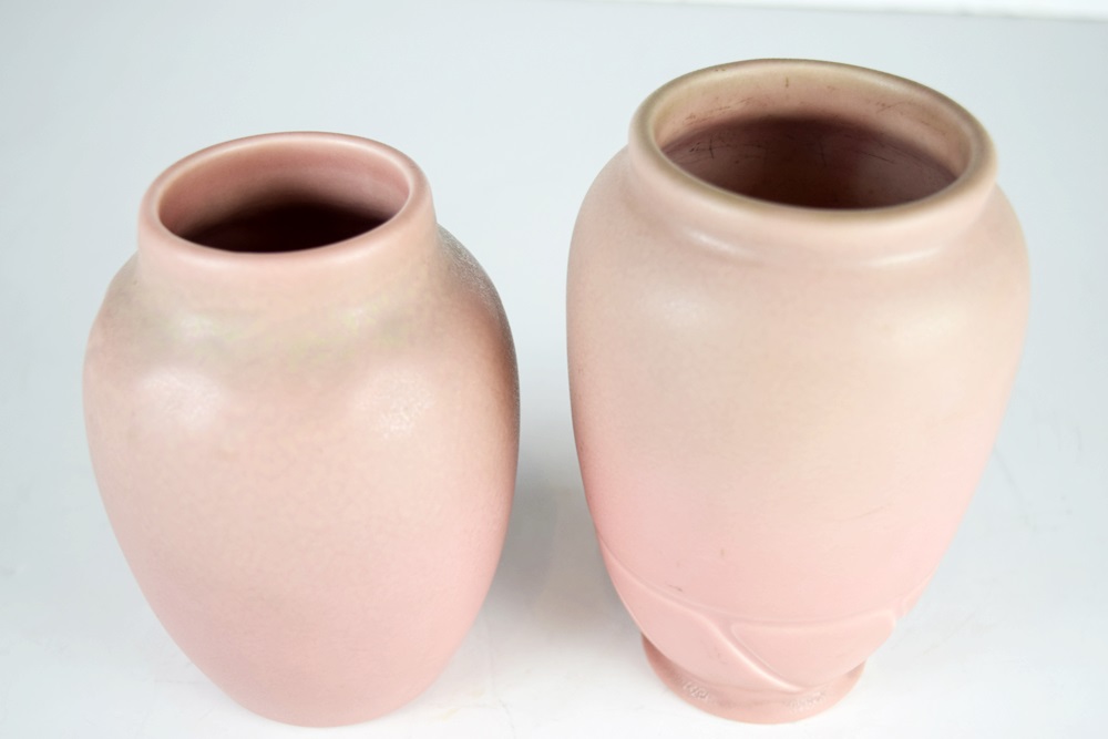 Three Production Rookwood Vases in Pink Matte Glaze