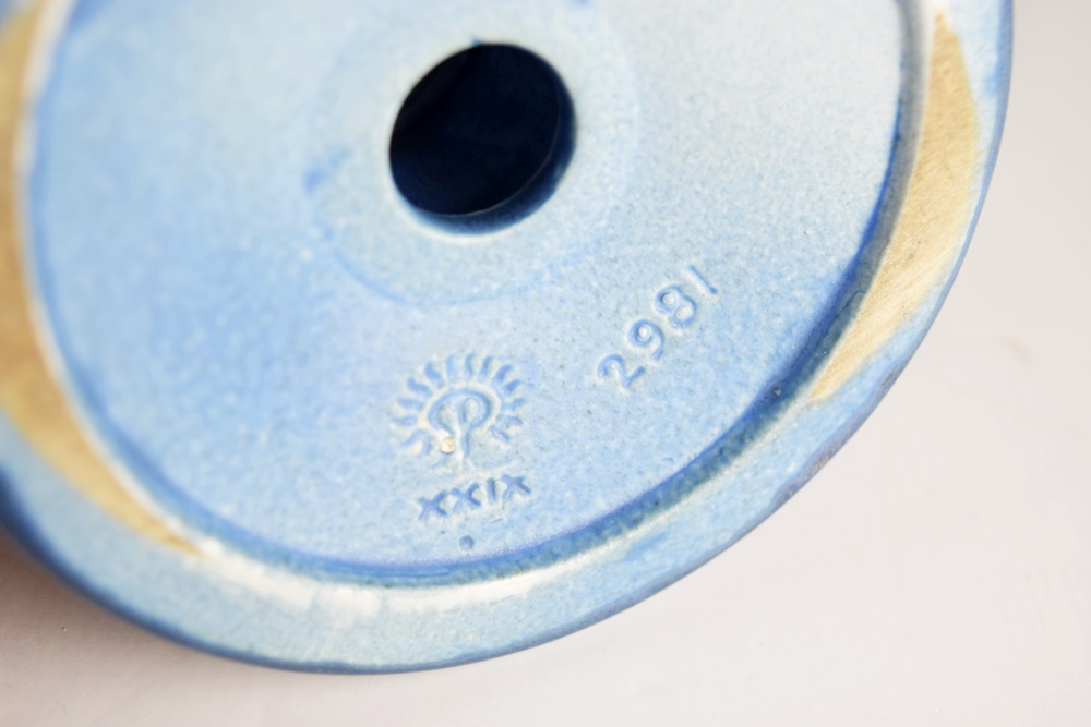 A Pair of Rookwood Candlesticks, Mold # 2981, in Deep Blue Glaze