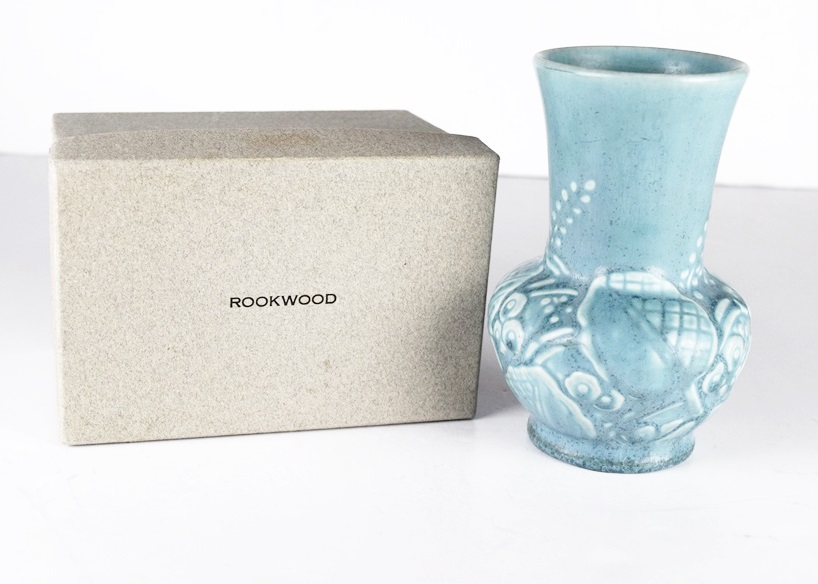 A Turquoise Glaze Rookwood Vase #6363 in Box with Booklet, 1938