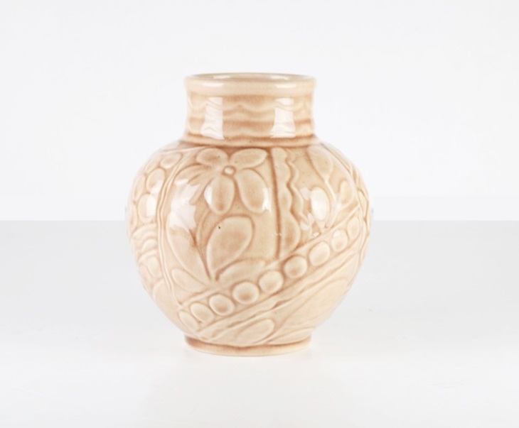 A Large Rookwood Floral Vase, #6147, in Pale Brown Glossy Glaze