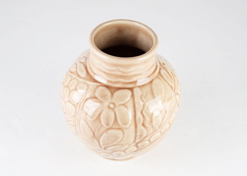 A Large Rookwood Floral Vase, #6147, in Pale Brown Glossy Glaze