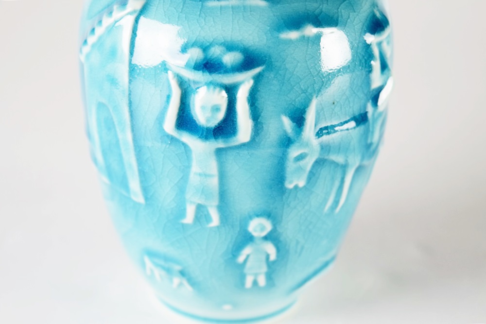 A Rookwood Vase with Mexican Motif, Mold #6762, Turquoise Glaze