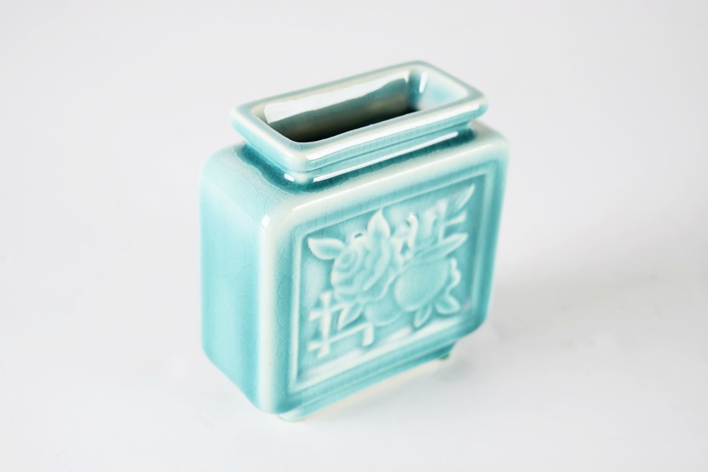A Charming Rookwood Commemorative Square Vase in Turquoise Glaze