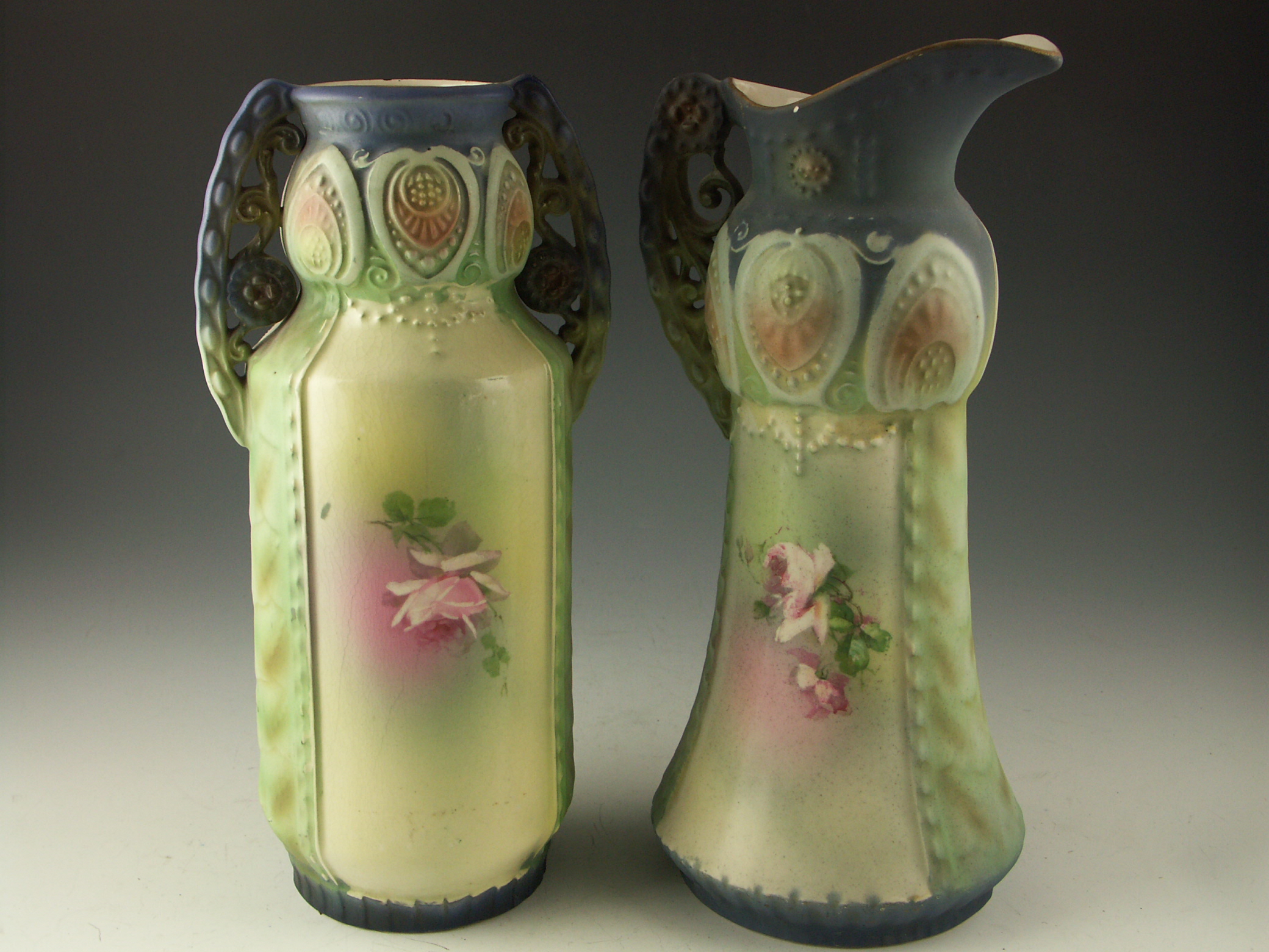 Early 1900s Austrian Robert Hanke Vase and Pitcher