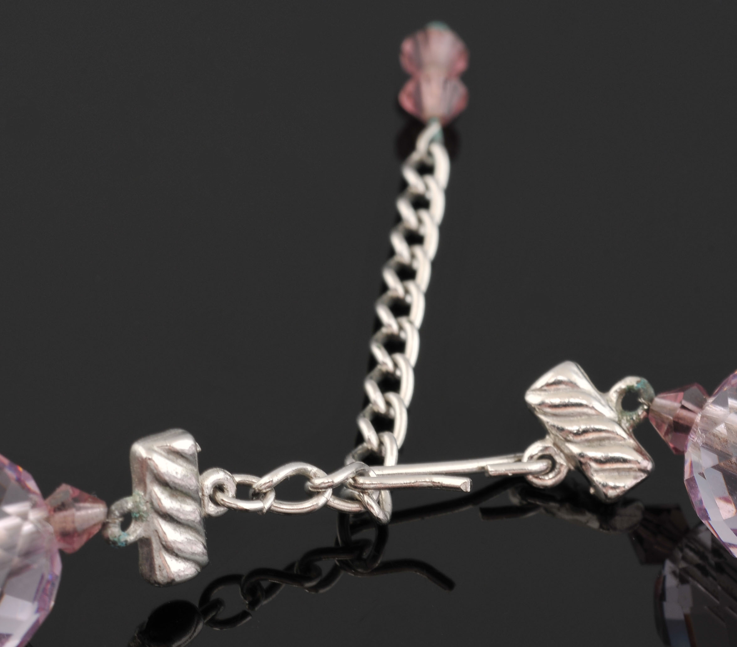 Vintage Purple Crystal Beaded Necklace 