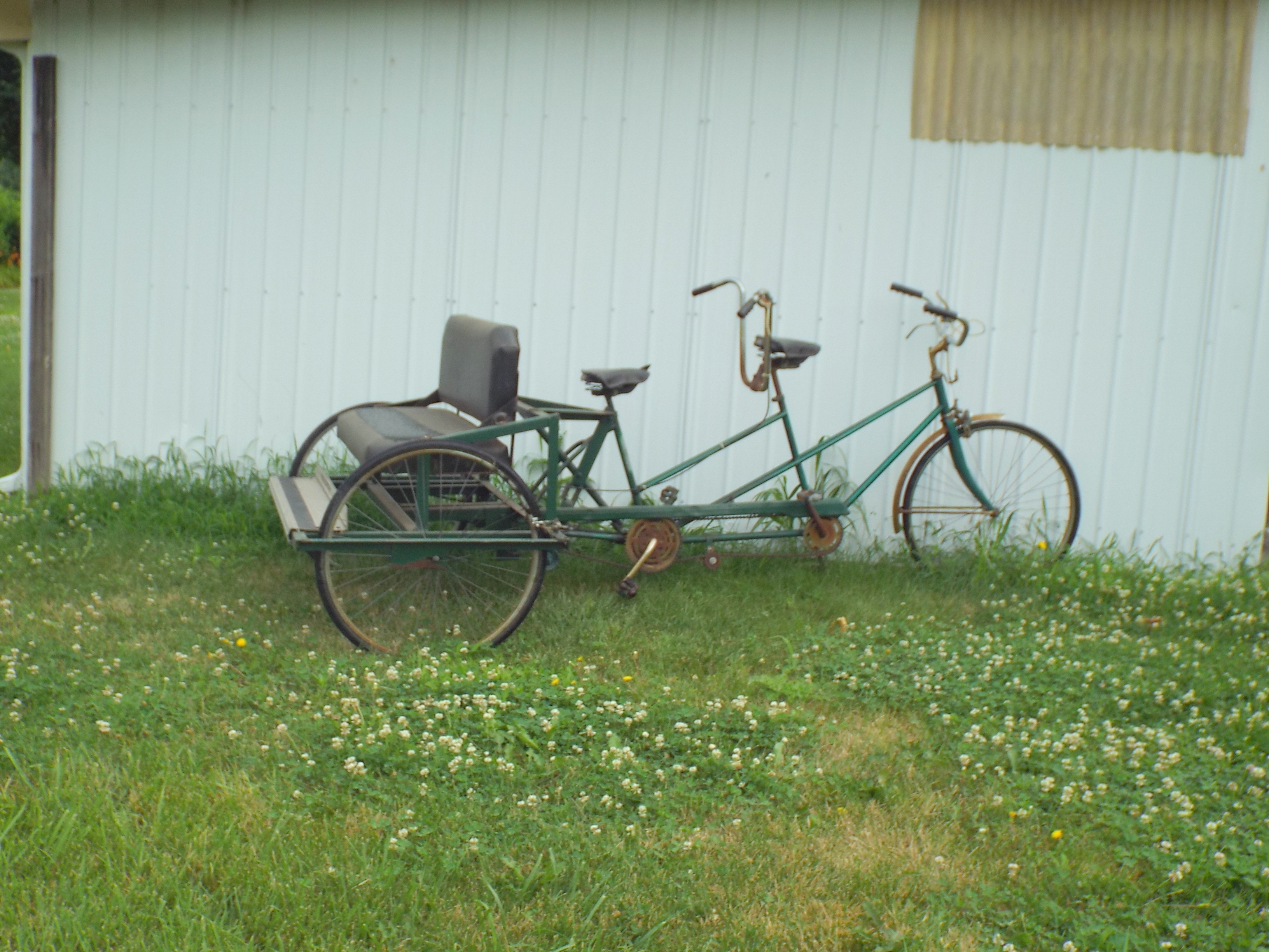 Tandem Bicycle with Attached Bench