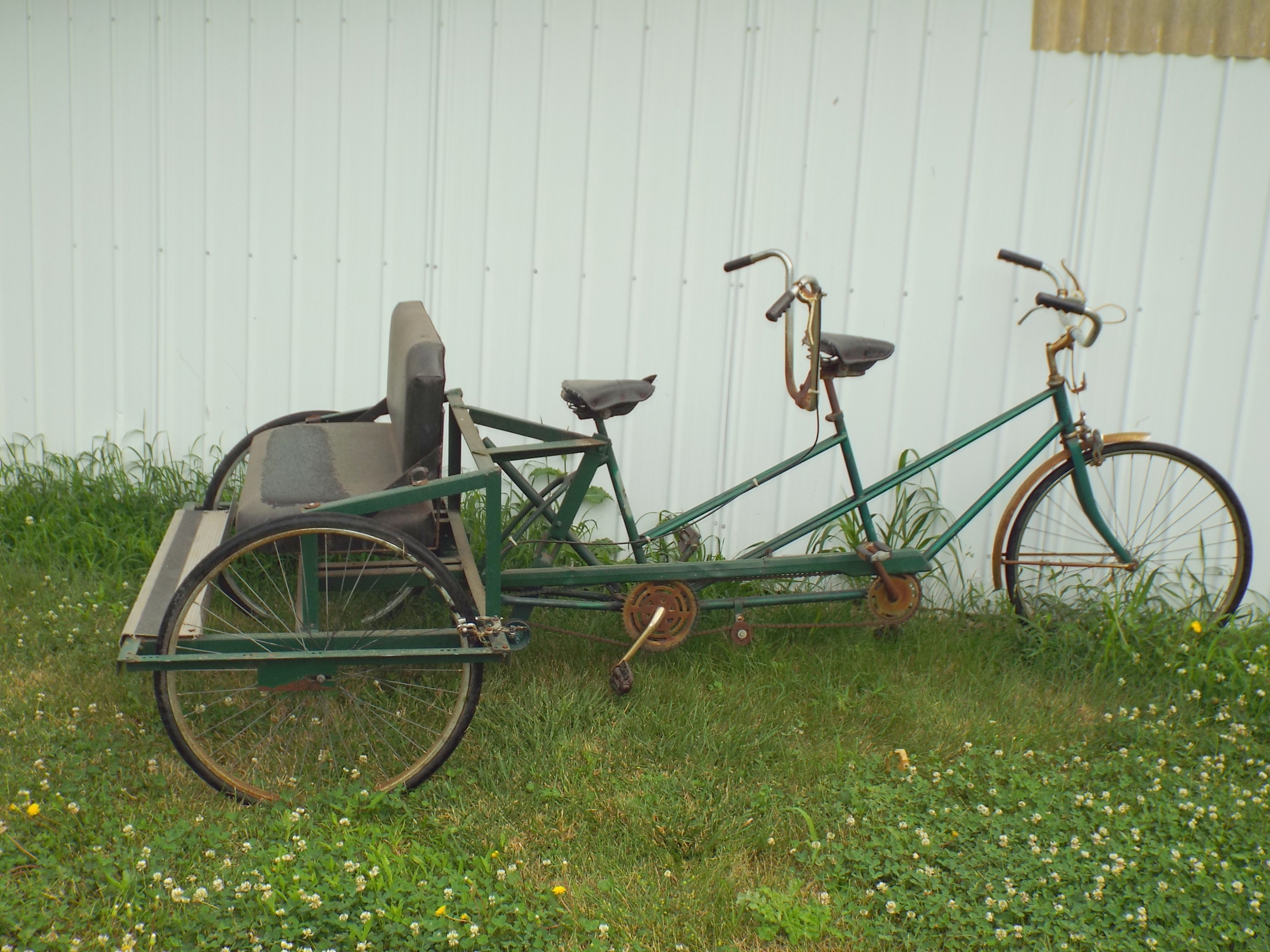 Tandem Bicycle with Attached Bench