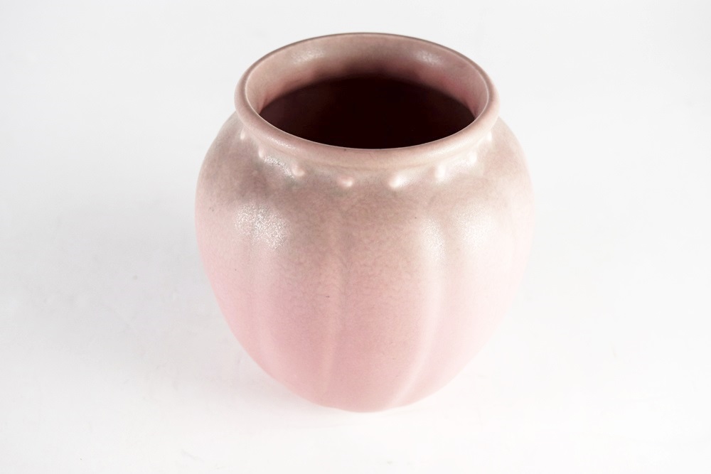 A Rookwood Vase, 1928, In Dusty Pink Matte Glaze with Lobed Sides