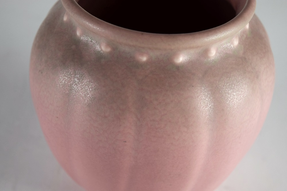 A Rookwood Vase, 1928, In Dusty Pink Matte Glaze with Lobed Sides