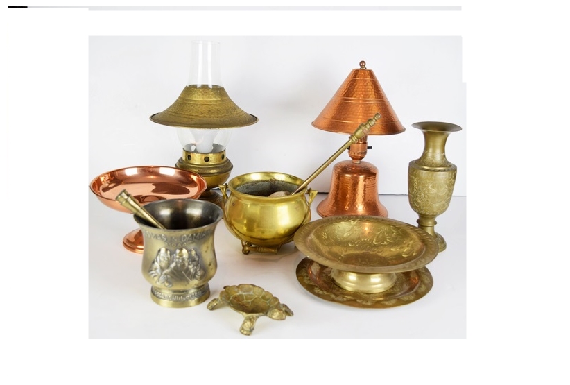 Brass and Copper Items to Include Two Small Lamps