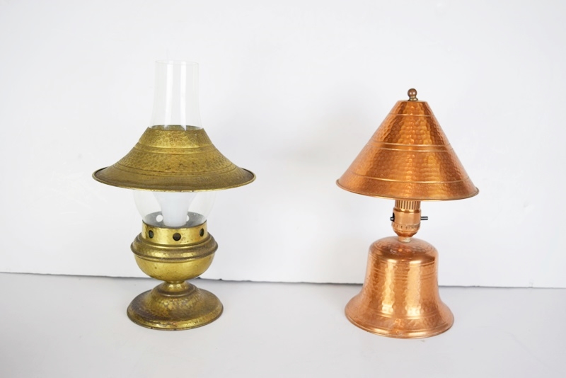 Brass and Copper Items to Include Two Small Lamps