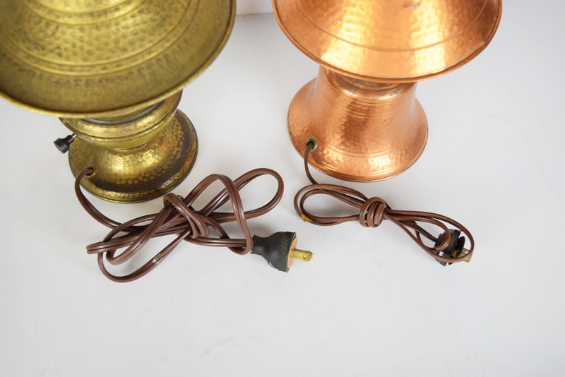 Brass and Copper Items to Include Two Small Lamps