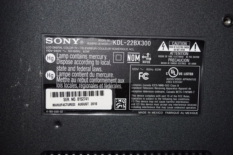 Sony Bravia 22" LCD Television with Remote