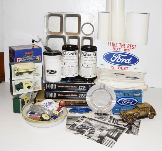 Two Boxes Filled with Ford Novelties