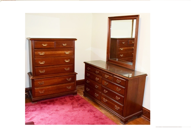Traditionally Styled Dresser and Chest in a Cherry Finish