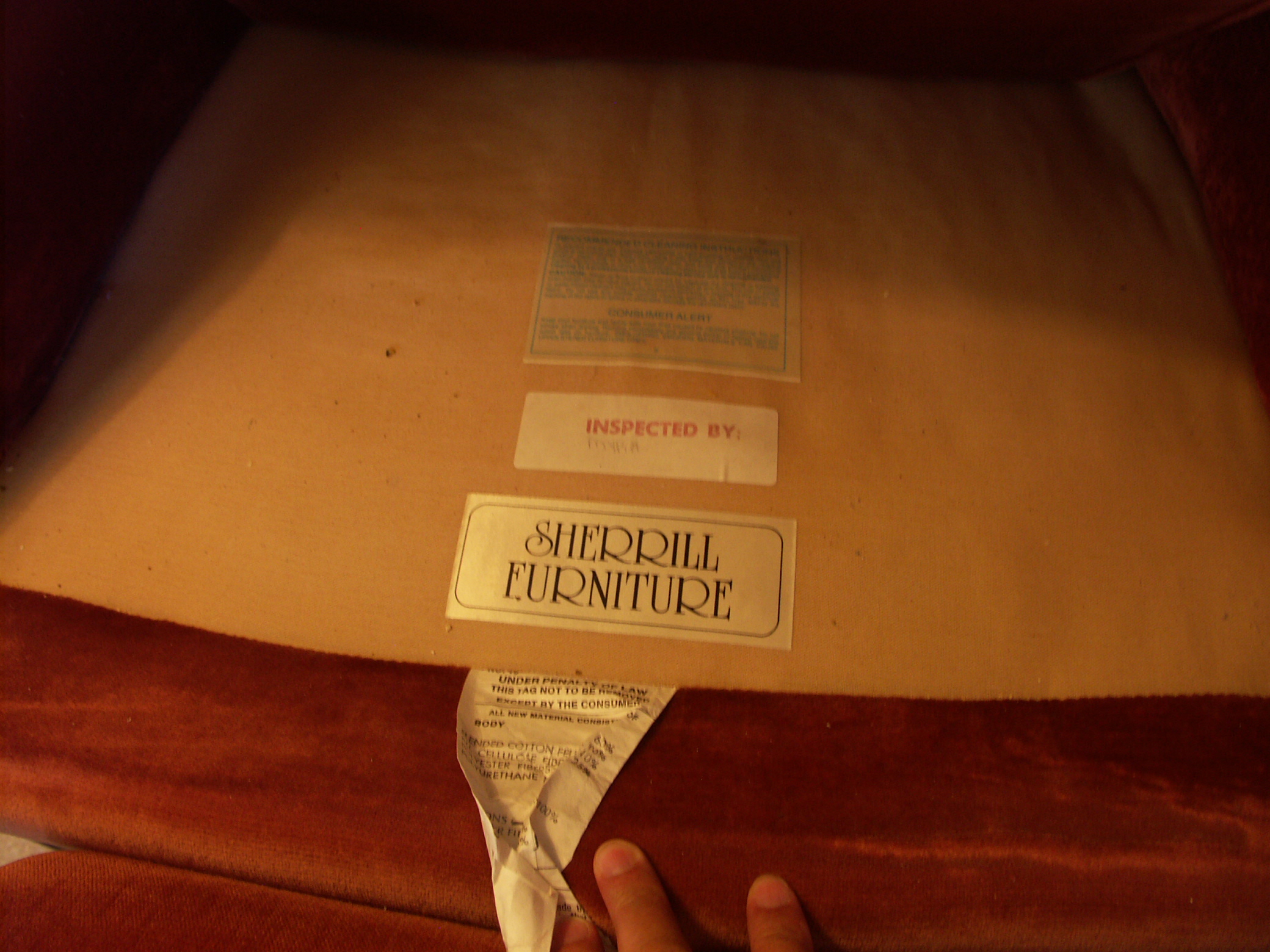 Mid-20th Century Rust Wingback Chair and Ottoman