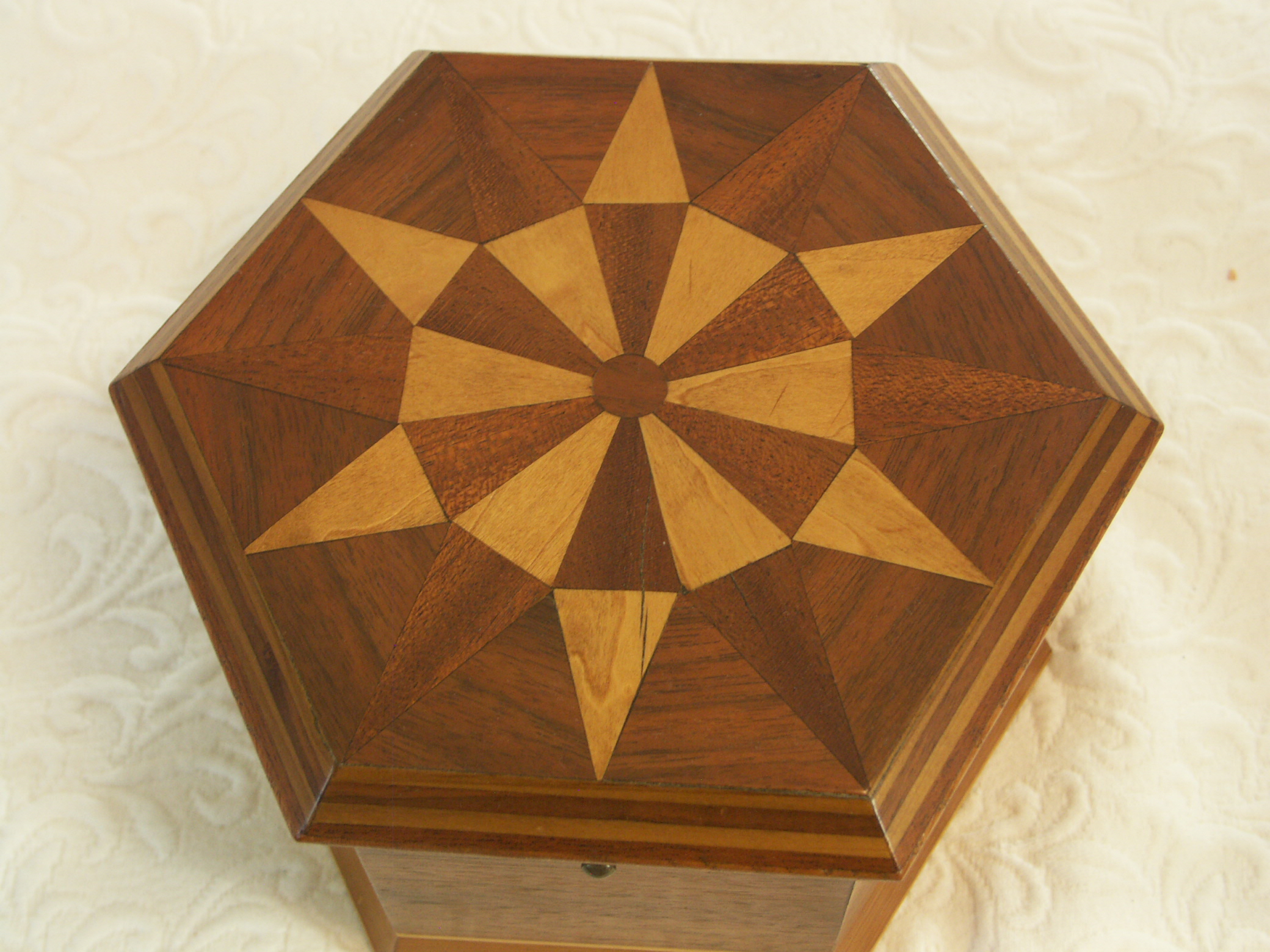 Six-Sided Wood Carved Box
