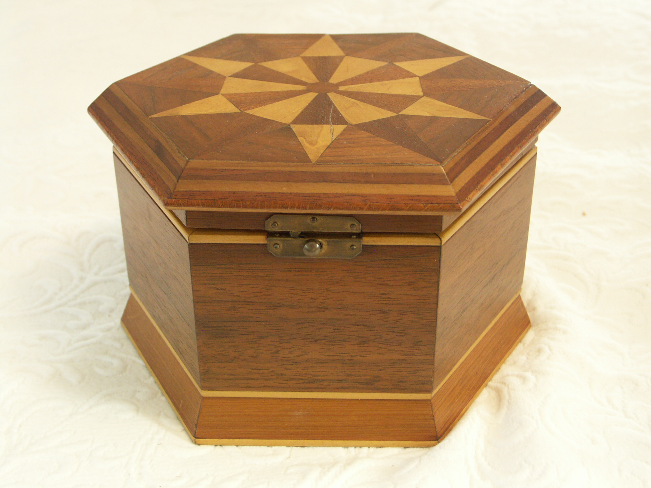 Six-Sided Wood Carved Box