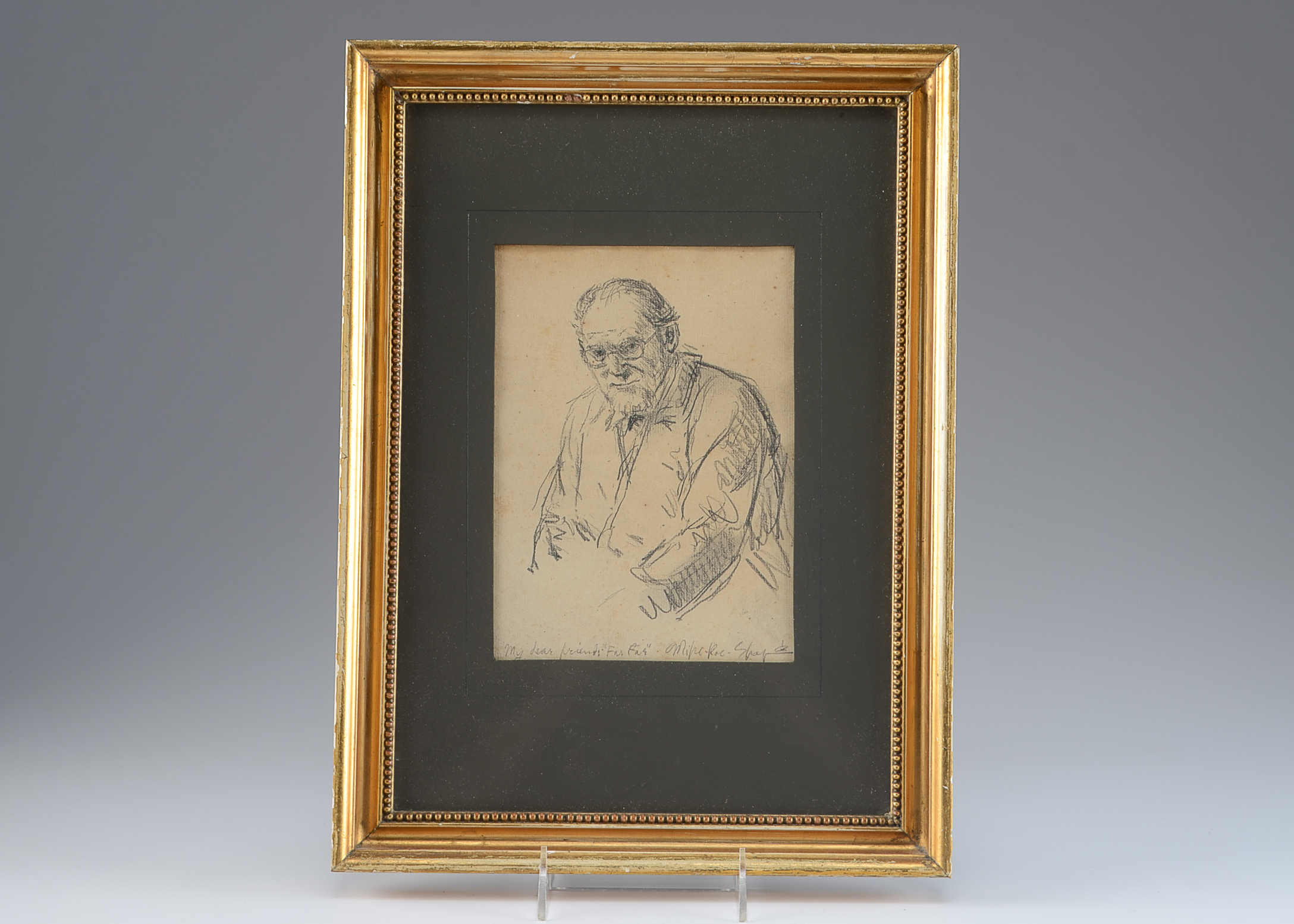 Original Signed Pencil Drawing of a Gentleman Titled "Farfar"