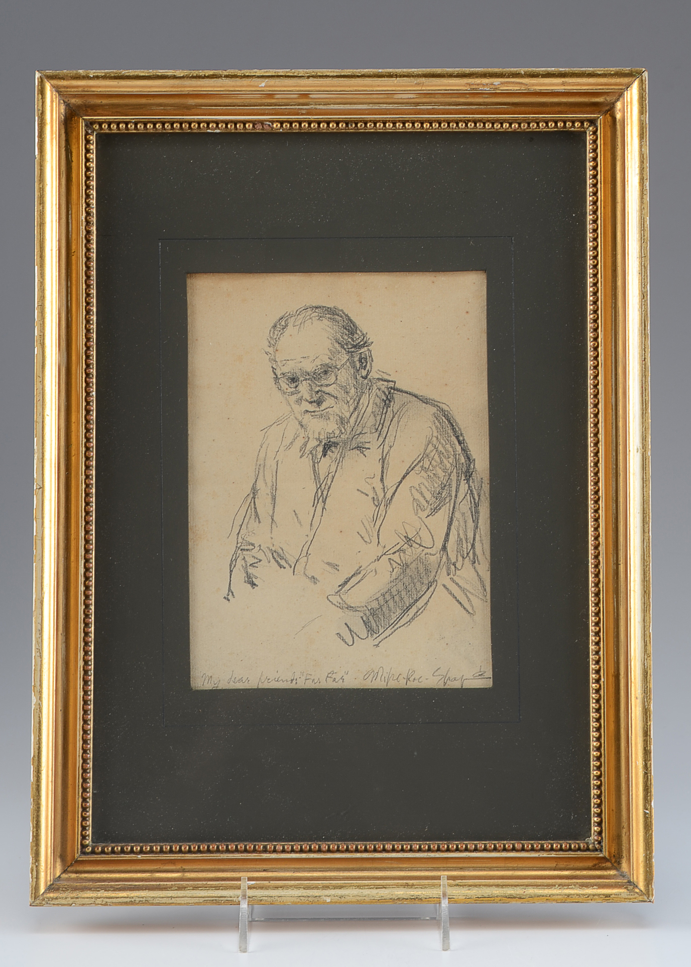 Original Signed Pencil Drawing of a Gentleman Titled "Farfar"