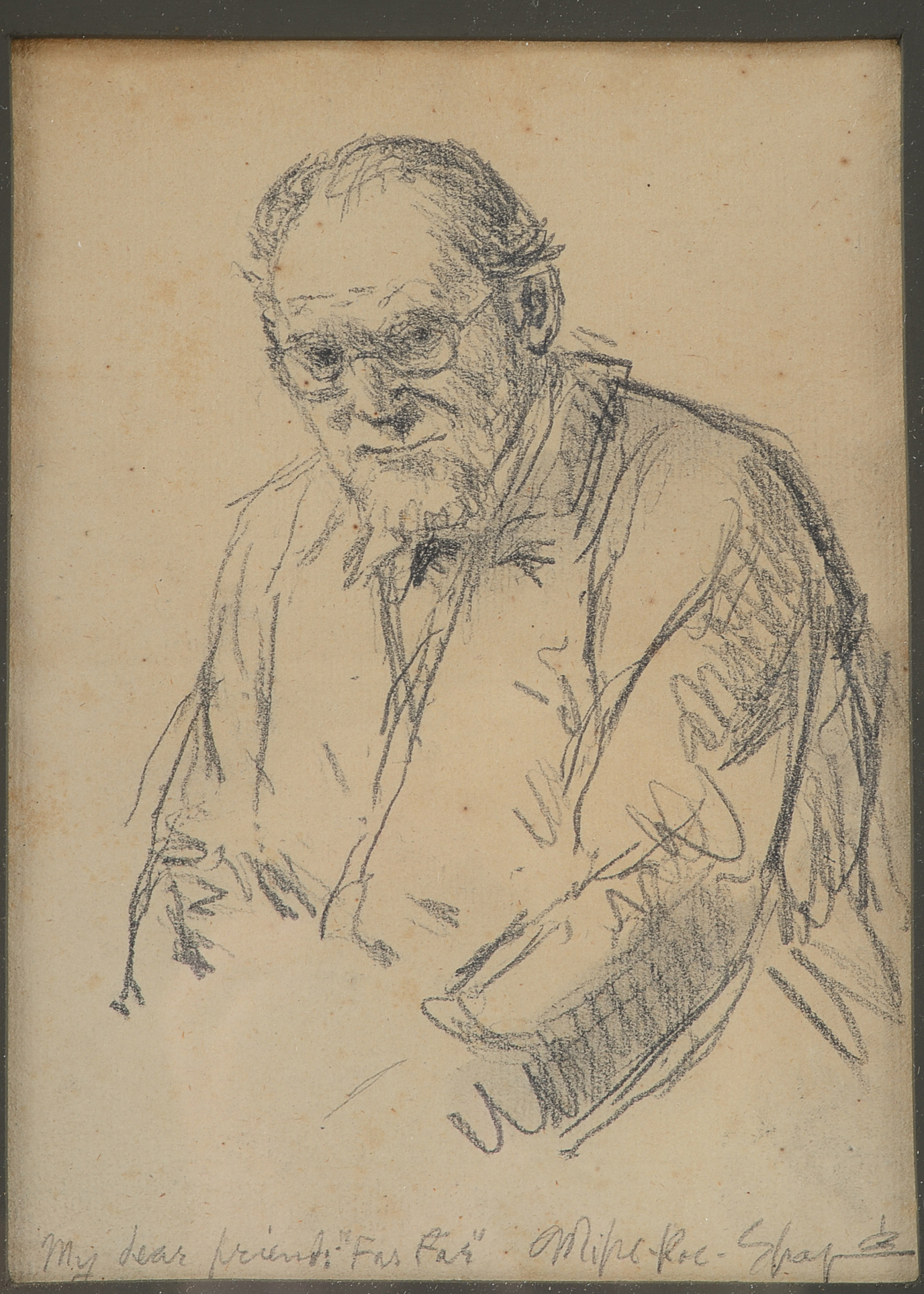 Original Signed Pencil Drawing of a Gentleman Titled "Farfar"