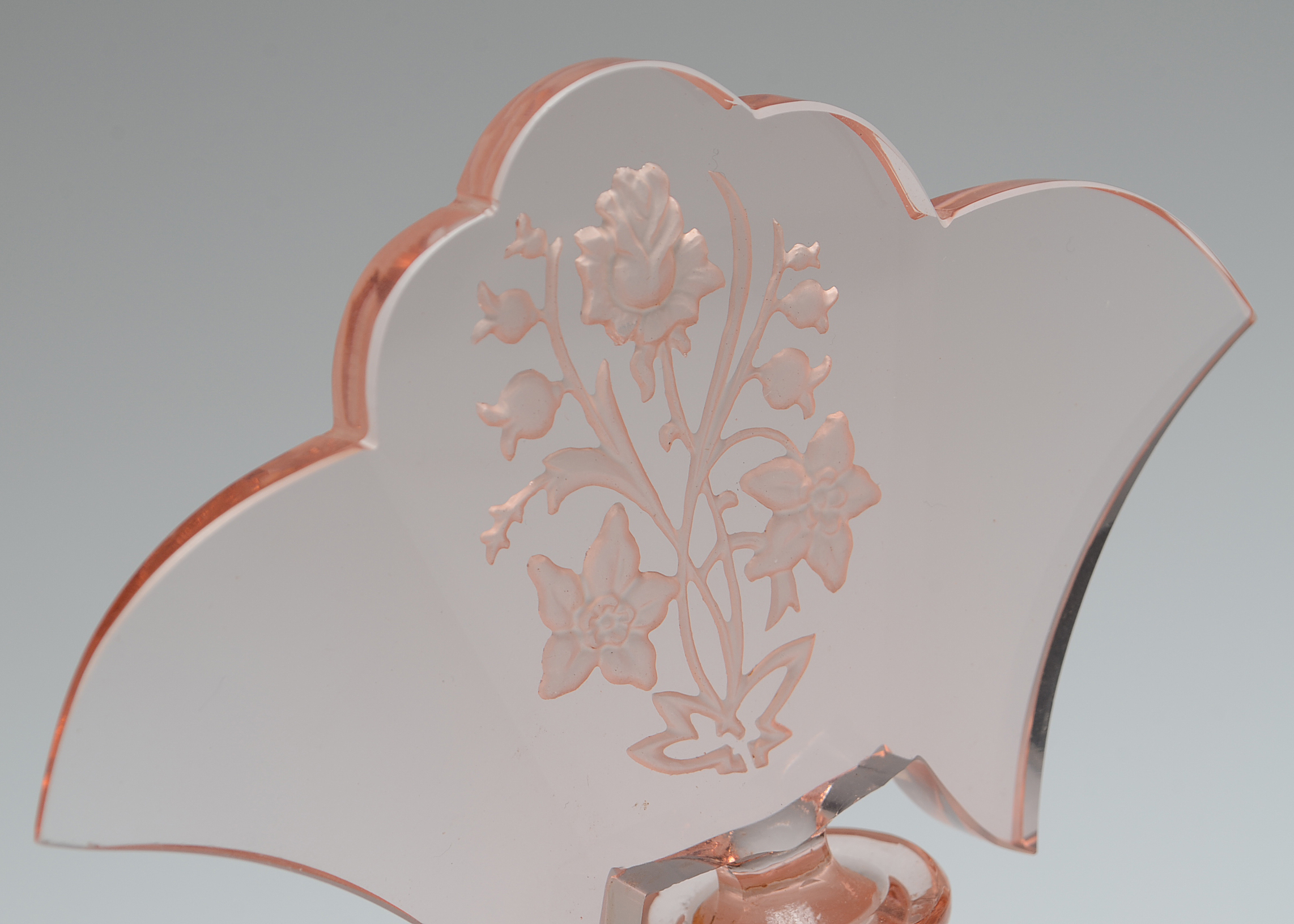 Exquisite Pink Cut Glass Perfume Bottle