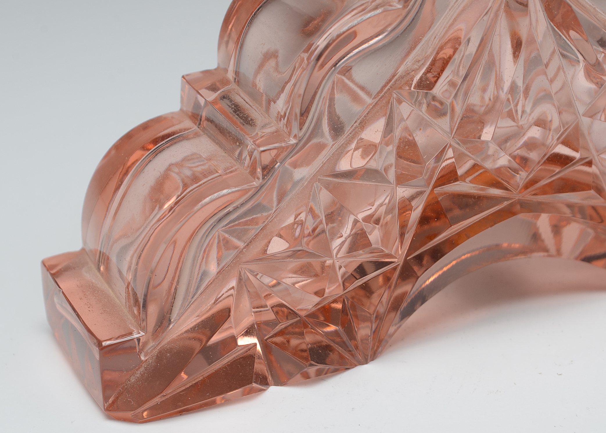 Exquisite Pink Cut Glass Perfume Bottle