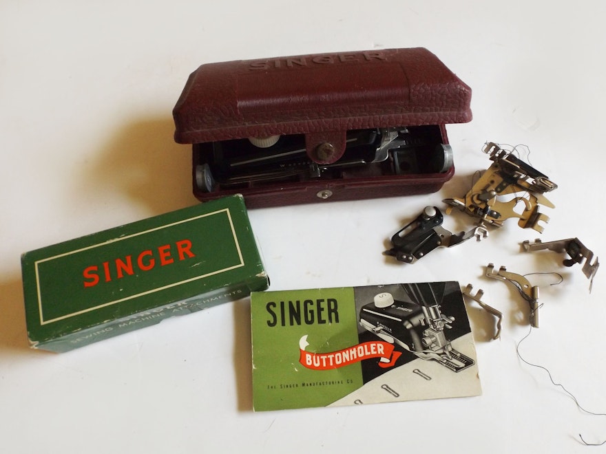 Singer Sewing Machine Attachments and Button Holer