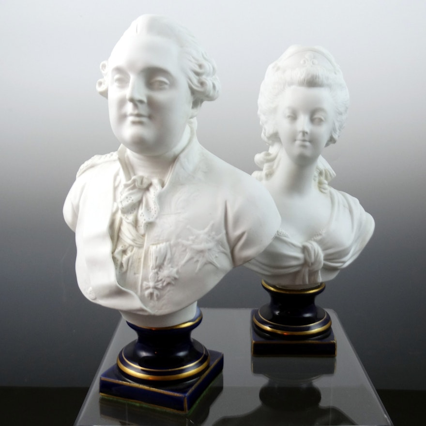 French Bisque Porcelain Sevres-Style Busts