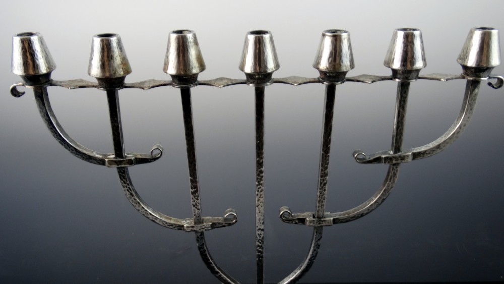 Vintage Sterling Silver Menorah Arts and Crafts Style