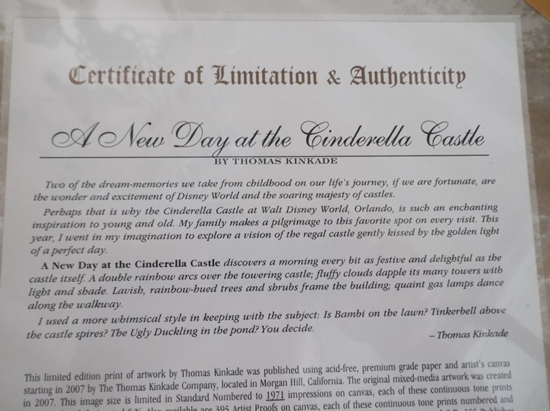 A New Day at the Cinderella Castle Thomas Kinkade Print on Canvas