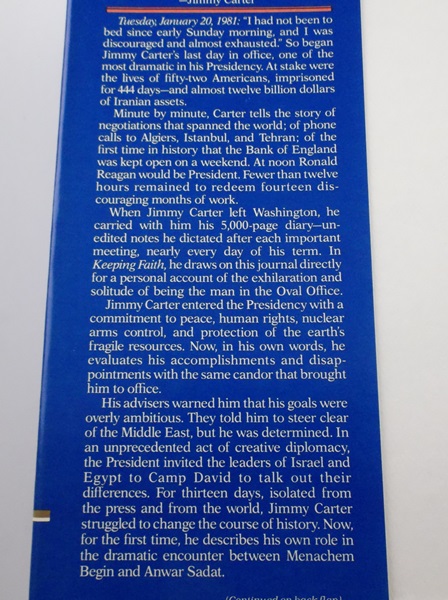 Signed President Jimmy Carter's "Keeping Faith" Book