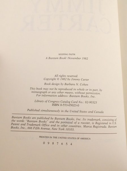 Signed President Jimmy Carter's "Keeping Faith" Book