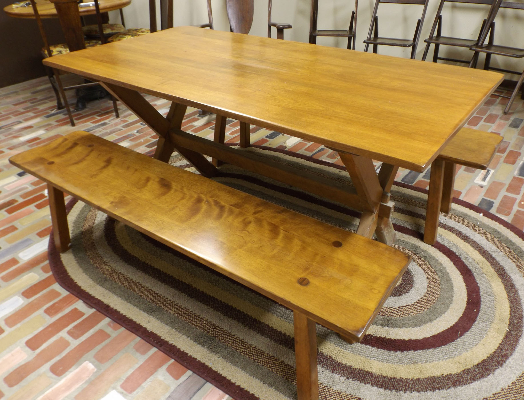 Colonial Style Tavern Table and Benches