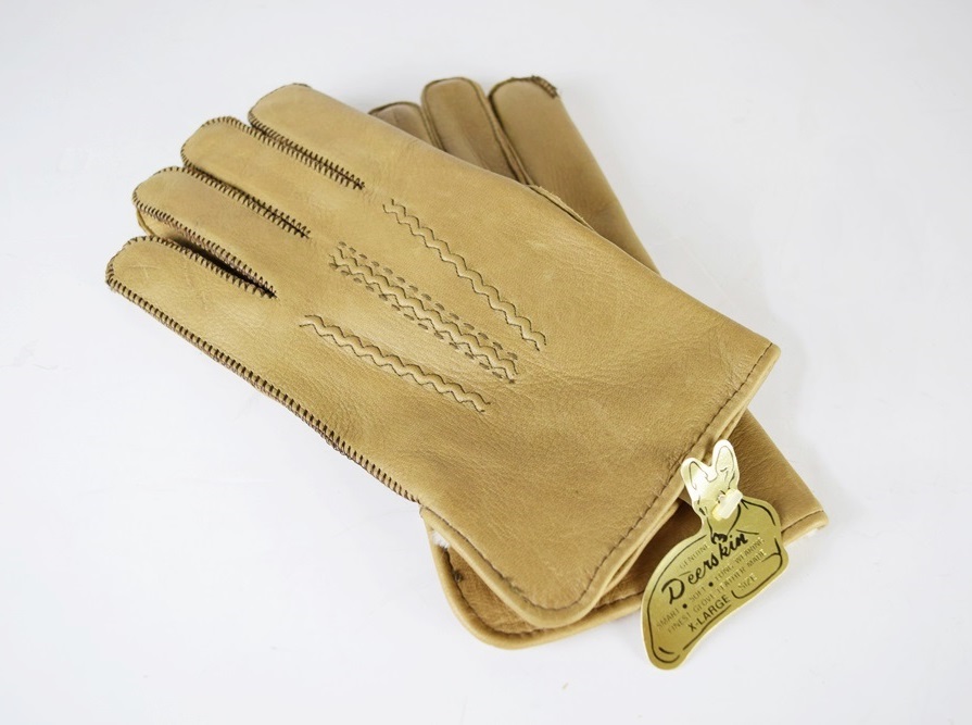 Men's Deerskin Gloves with Fur Lining, Unworn, Size XL