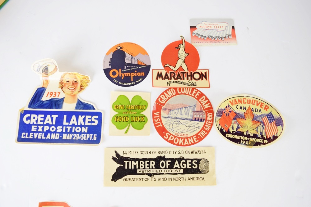 Vintage Suitcase Filled with Travel Brochures, Many From 1930s