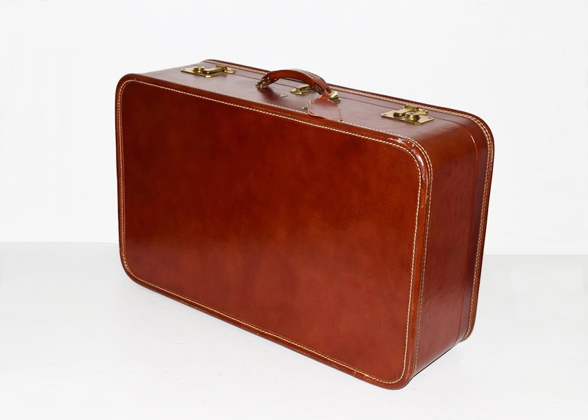 A Vintage 1940s Leather Belber Suitcase with Original Key