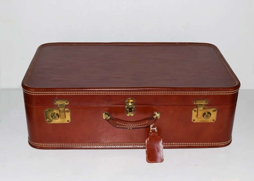A Vintage 1940s Leather Belber Suitcase with Original Key