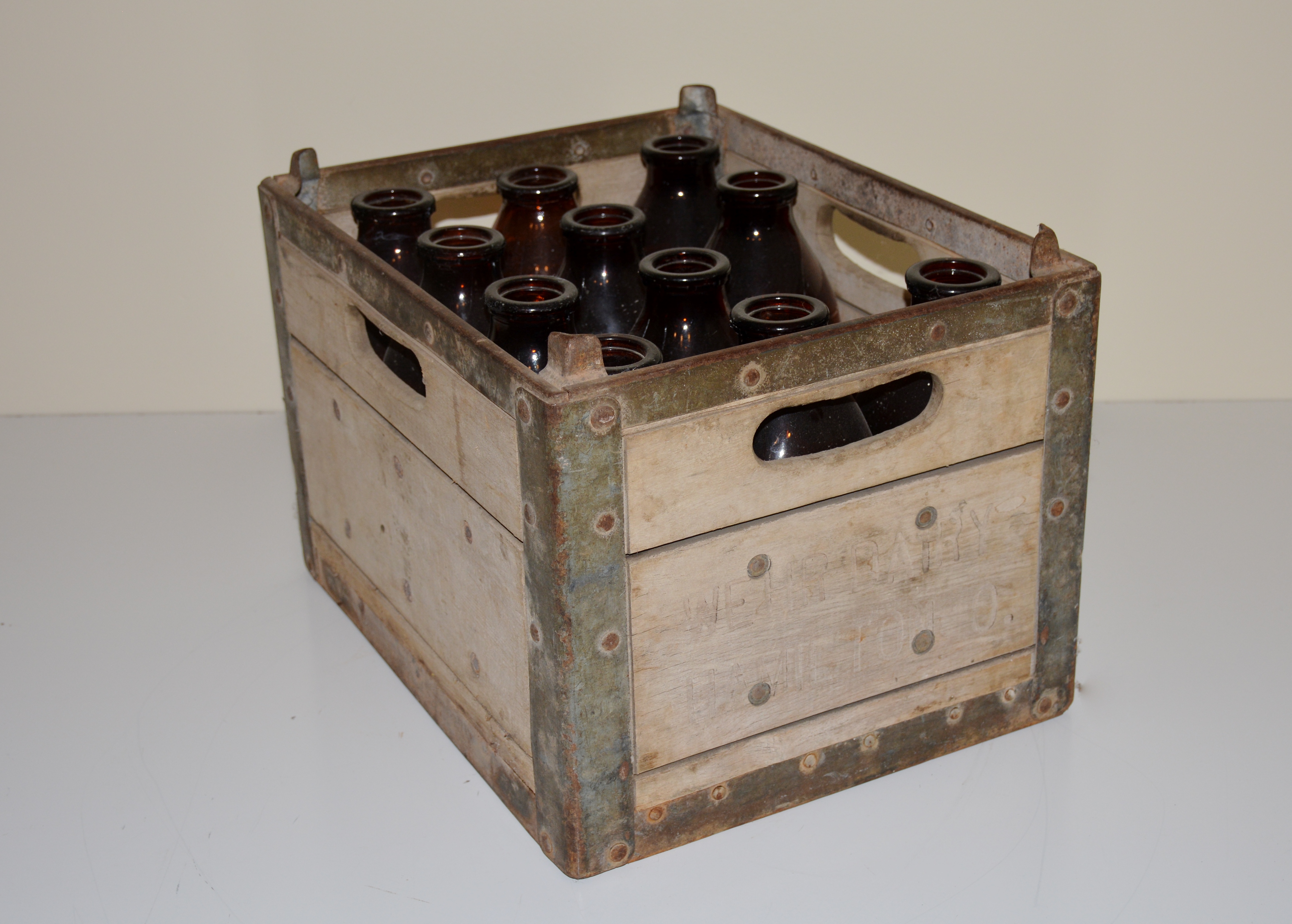 Vintage Milk Crate and Bottles