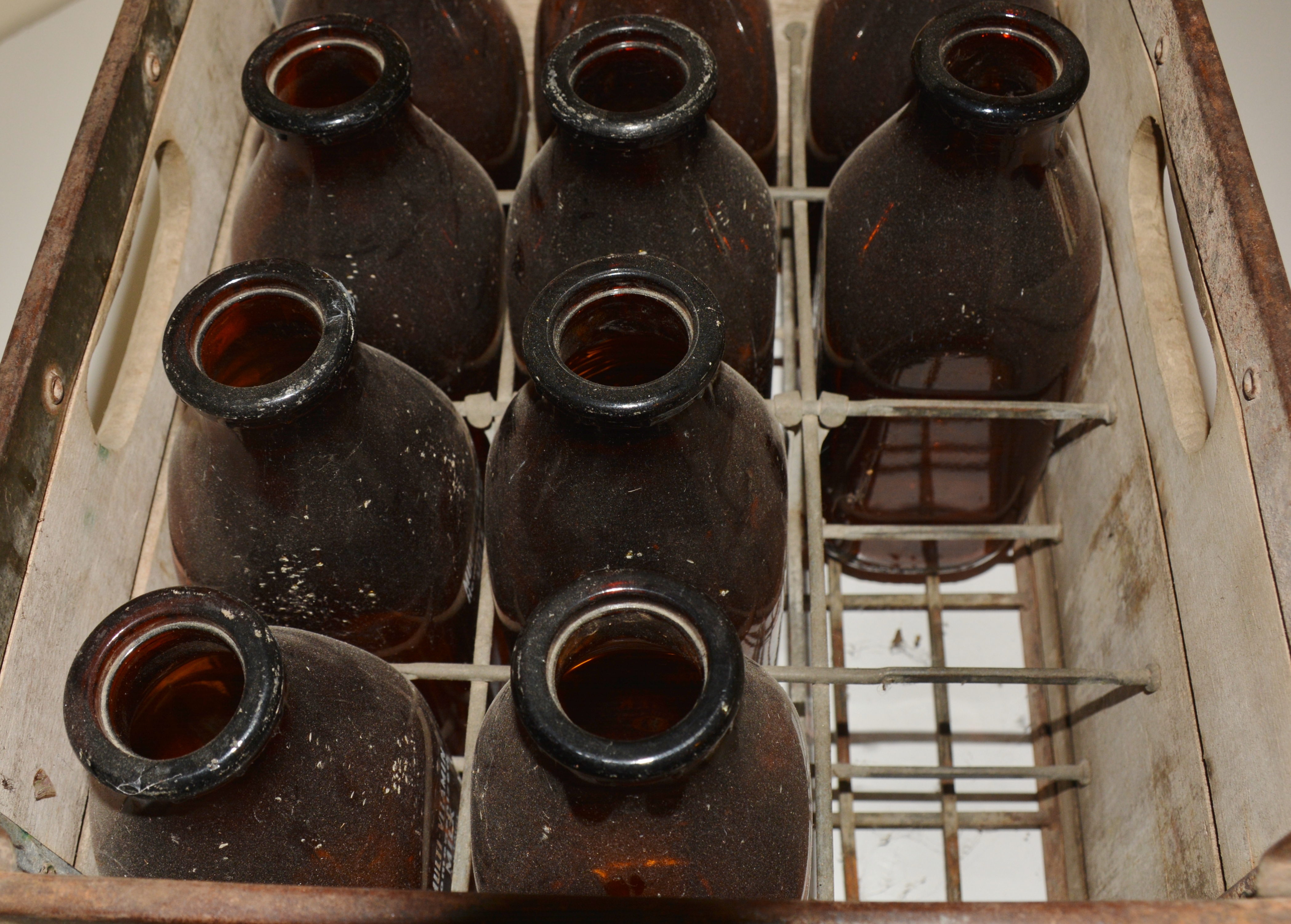 Vintage Milk Crate and Bottles