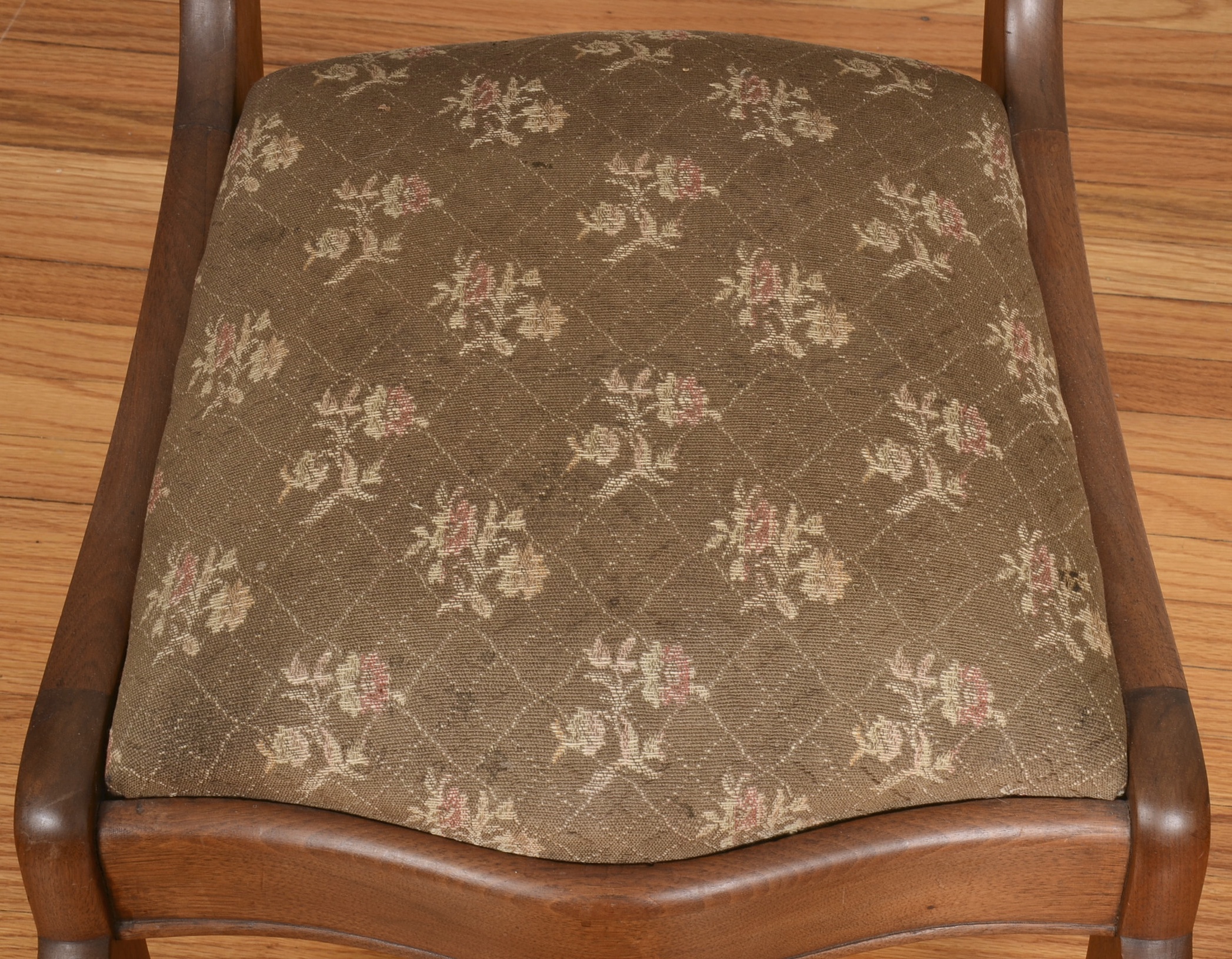 Antique Victorian Upholstered Walnut Side Chair 
