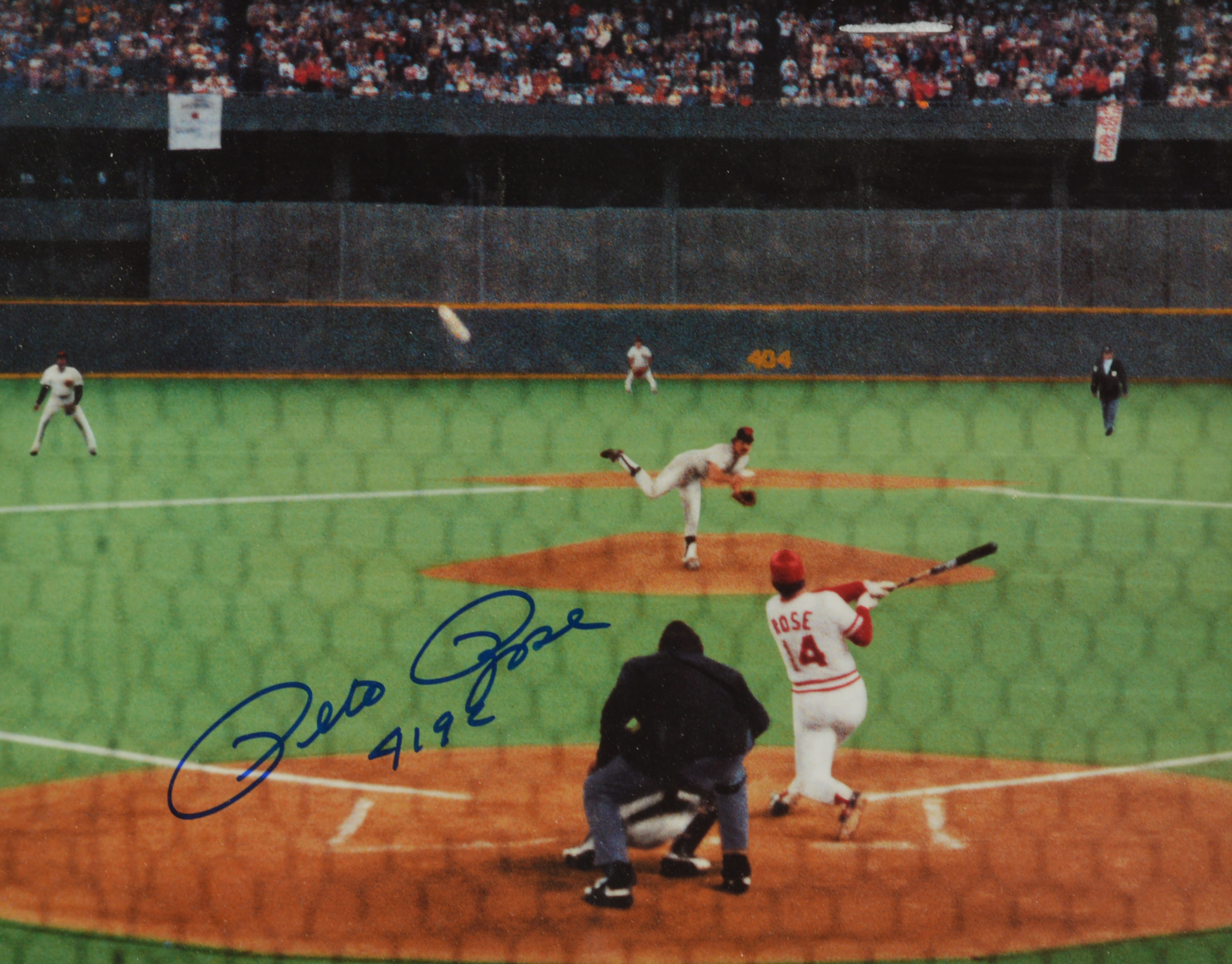 Pete Rose 4192 Hit Photo Behind Home Plate