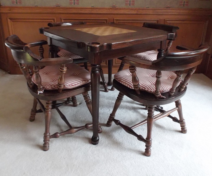 Mid-20th Century Ethan Allen Game Table and Chairs 