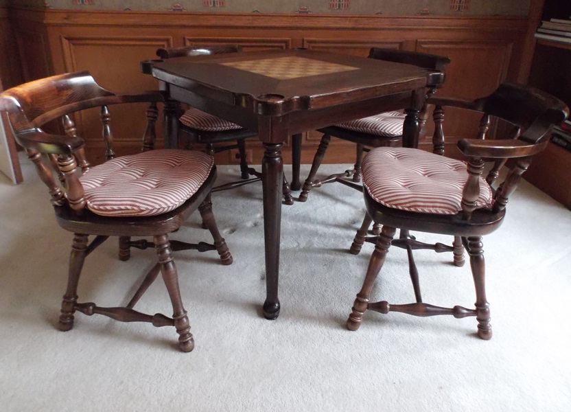 Mid-20th Century Ethan Allen Game Table and Chairs 