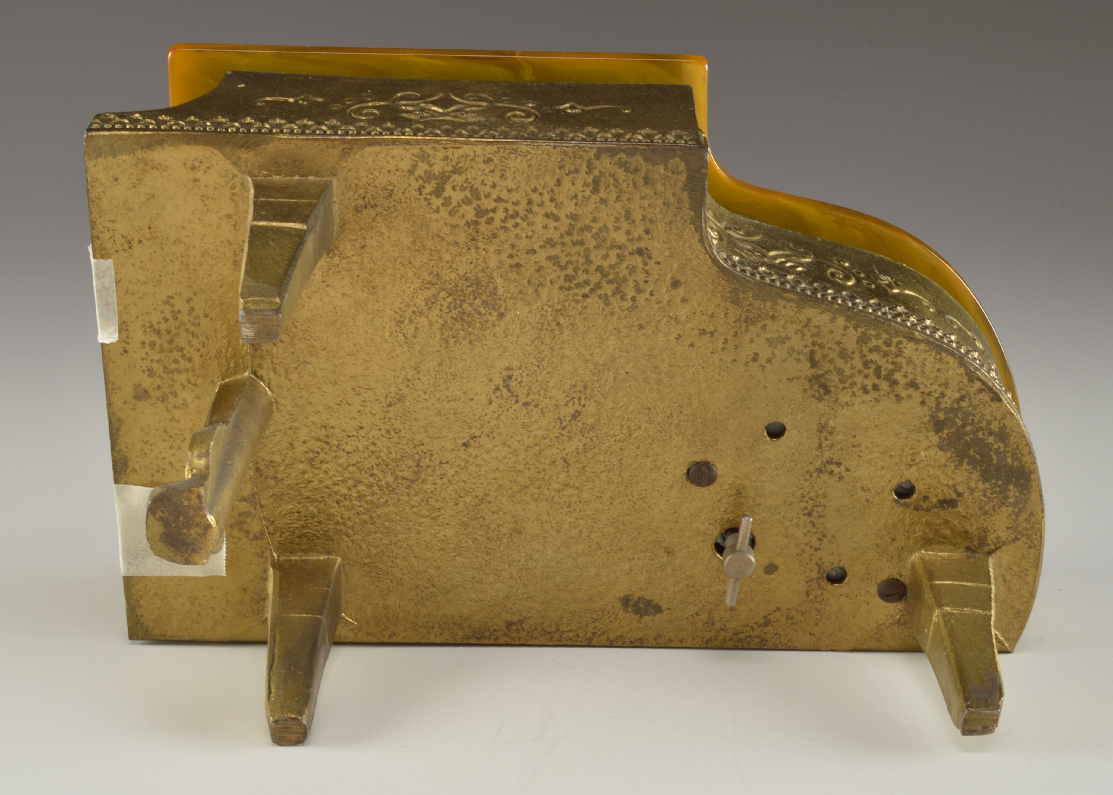 1940s Metal Piano Music Box/Cigarette Case with Bakelite Top