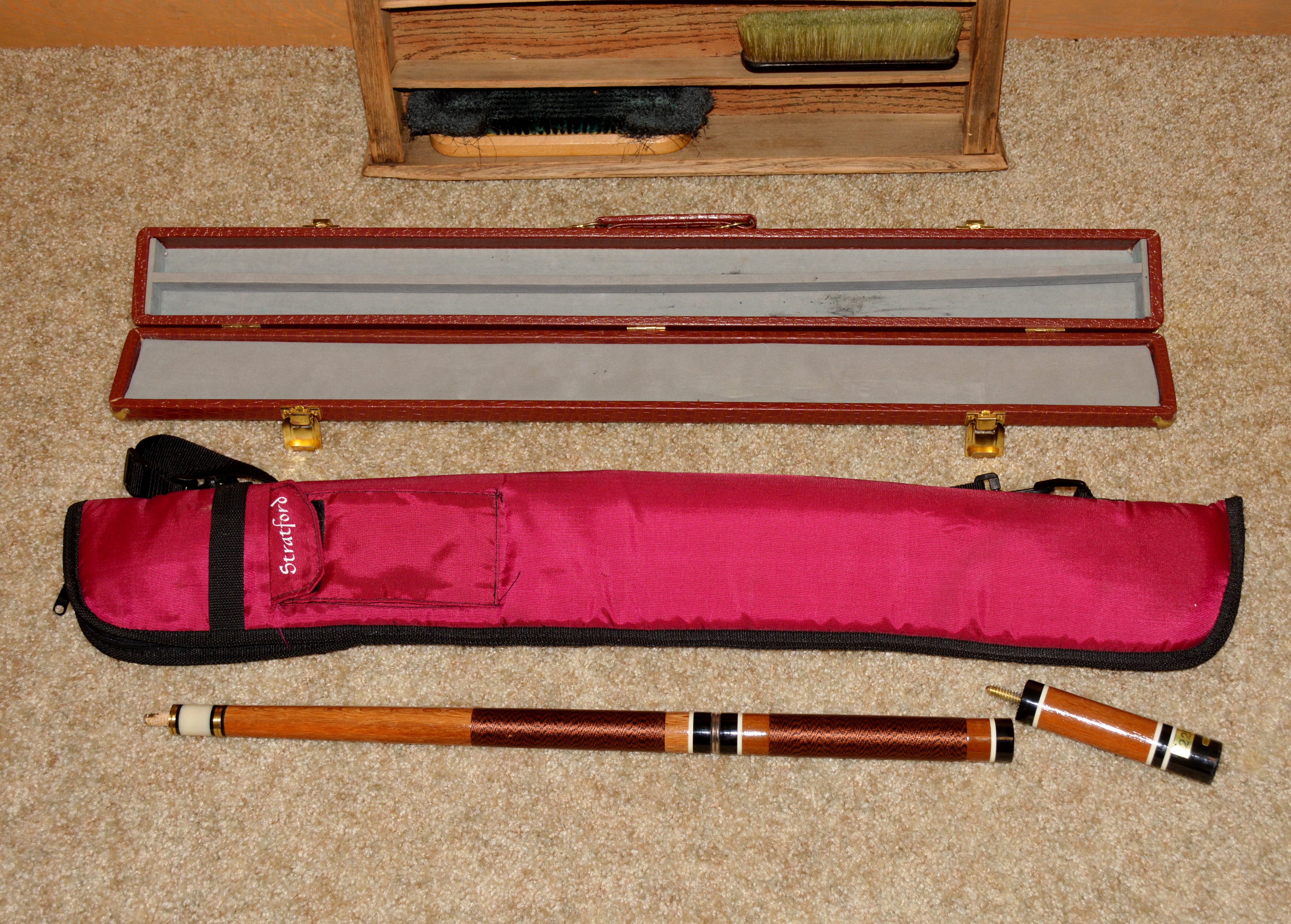 Vintage Billiard Accessories Shelf and Cue Rack