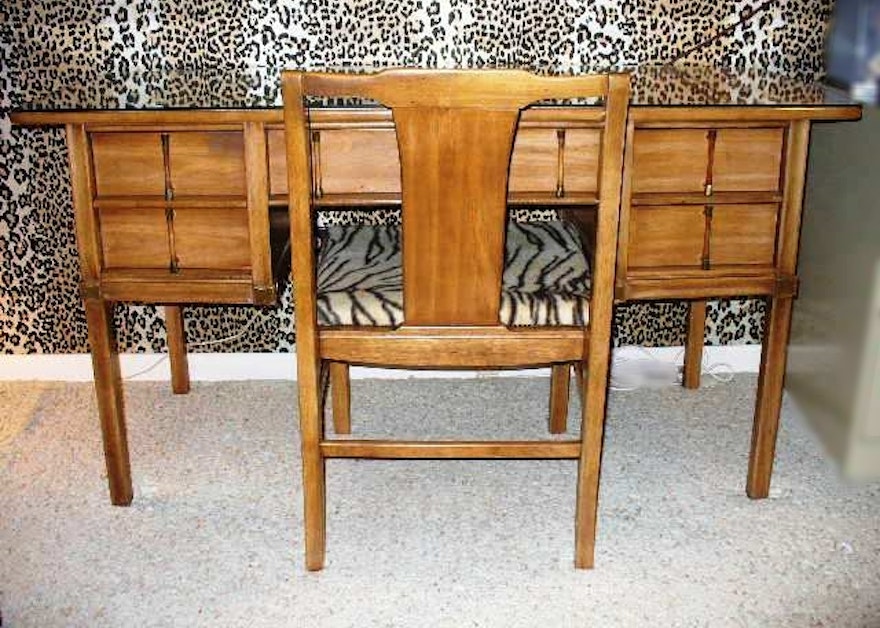 Tamerlane by Thomasville Desk with Four Drawer and Matching Chair