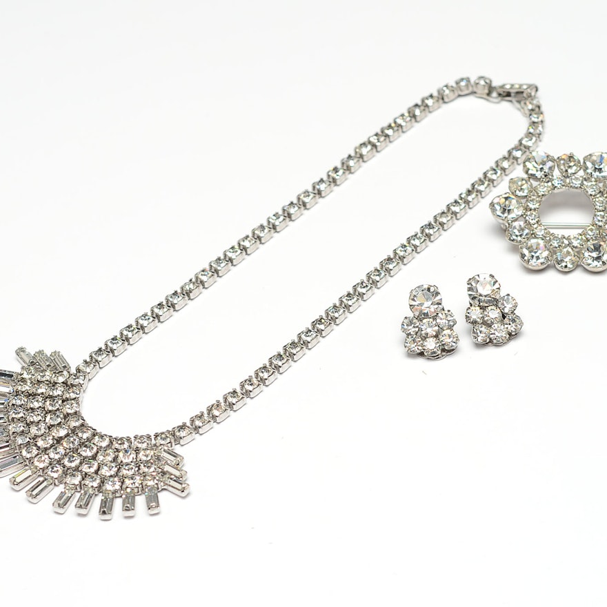 Garne Jewelry Crystal 1950s Necklace