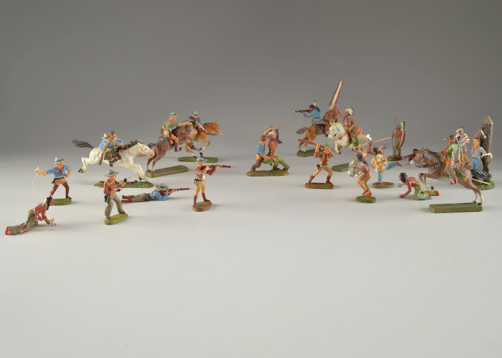 Elastolin 1950's Hand Painted "Cowboys and Indians" Figures 